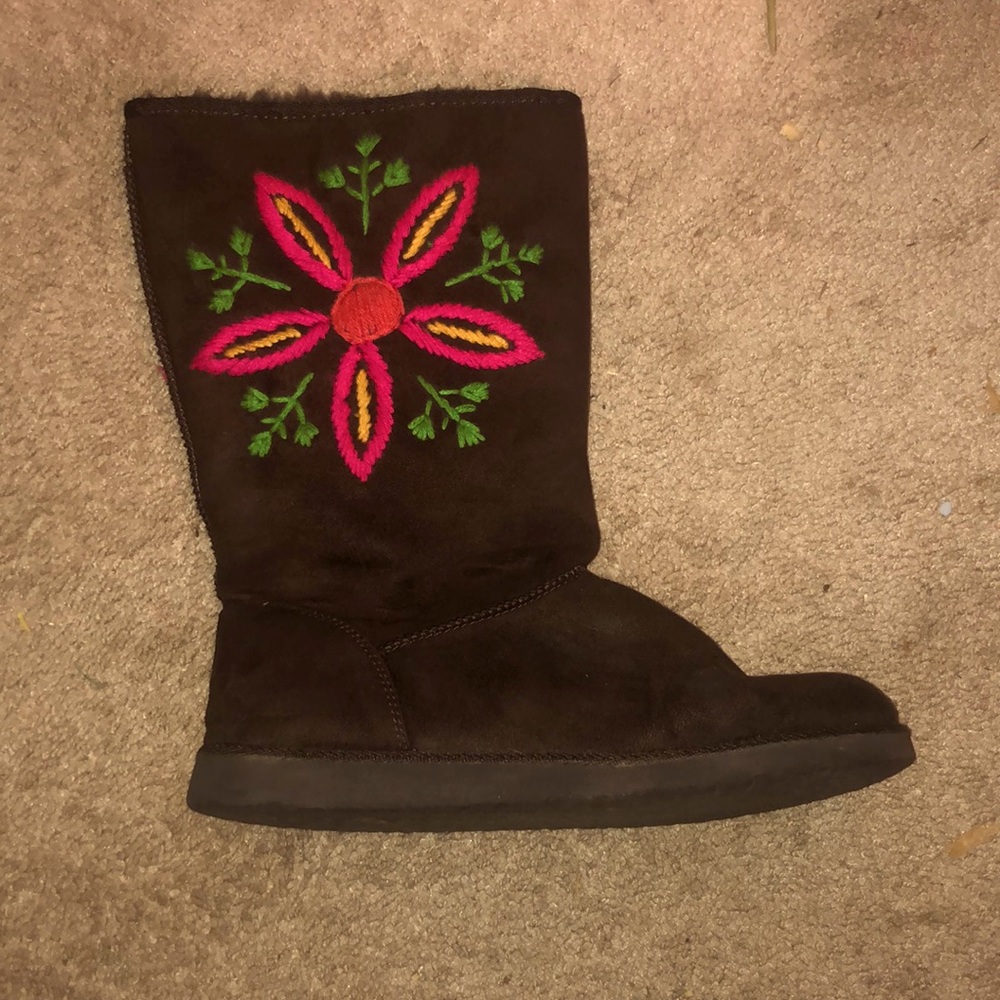 Warm Flower Embroidered Boots